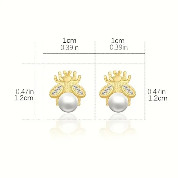 SOLD OUT NEW Bee earings with adorable pearl - Picture 5 of 8